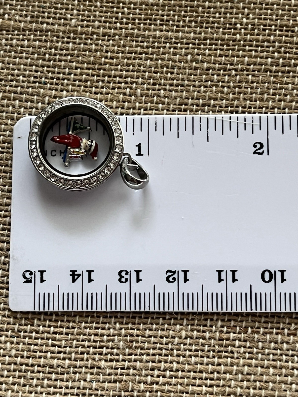 Origami Owl Silver Mini Locket With Crystals & Elf On Shelf Charm