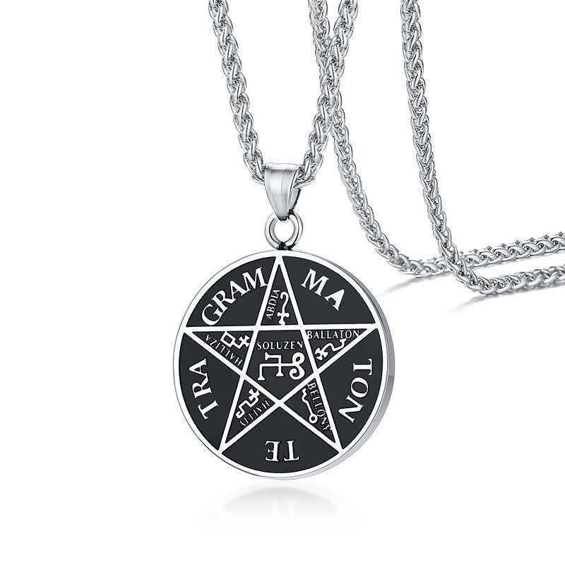 Pentagram of Solomon Pendant Tetragramel2aton Name of God Men Necklace Star Amul