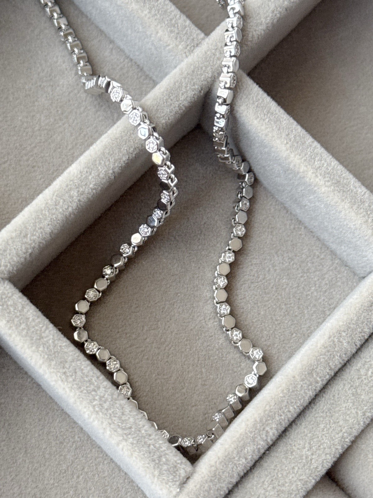 Honeycomb Choker Necklace AAA+ Real Zirconia Platinum Plated Luxury Jewelry