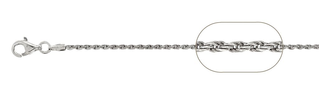 035 1.6MM Rhodium Plated Rope Chain .925 Solid Sterling Silver Made in Italy