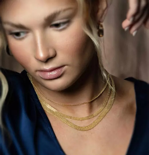 Solid 14K Real Yellow Gold Bismark Link Necklace Lobster Clasp Jewelry