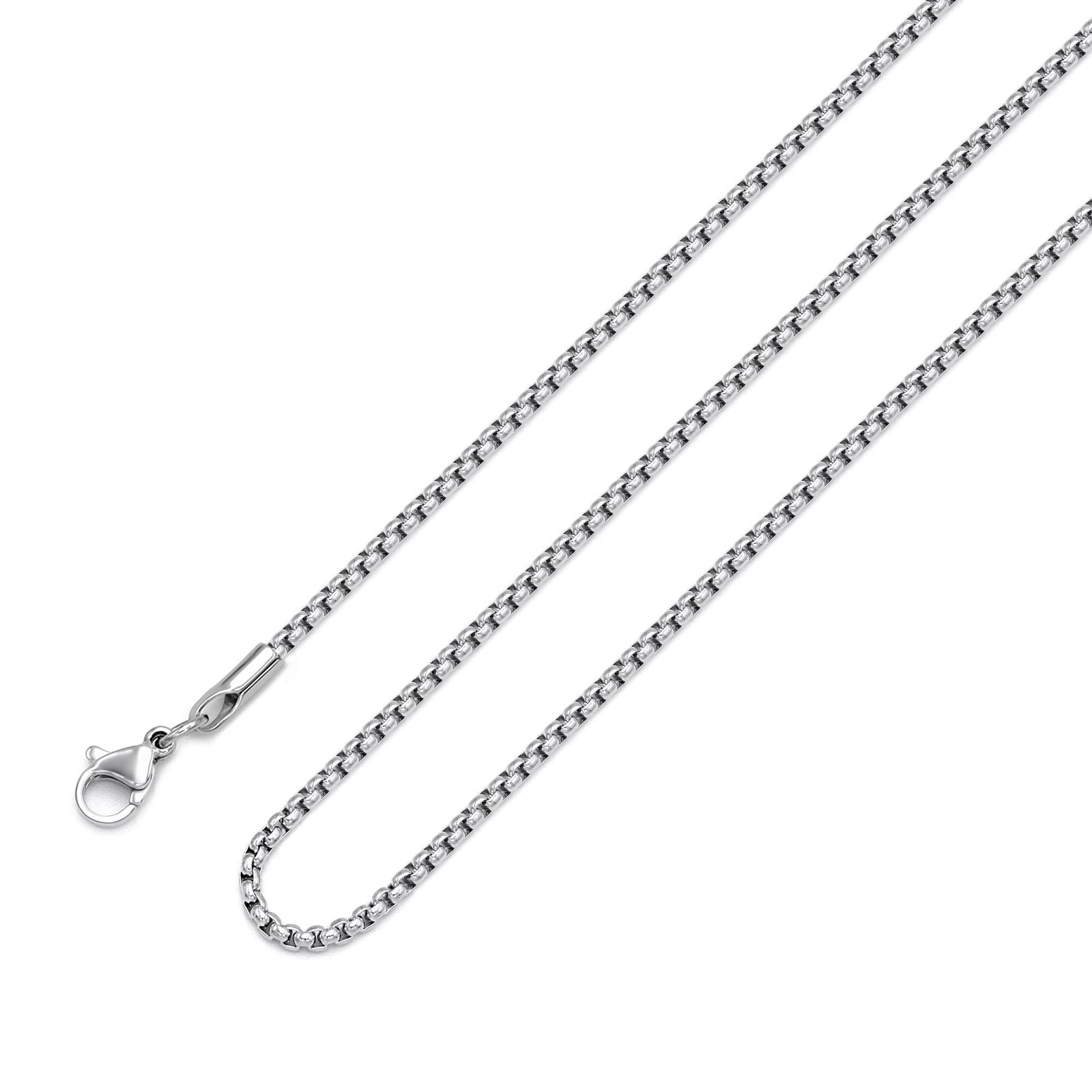 2mm Stainless Steel Square Rolo Chain Necklace for Men & Women 16 Inches