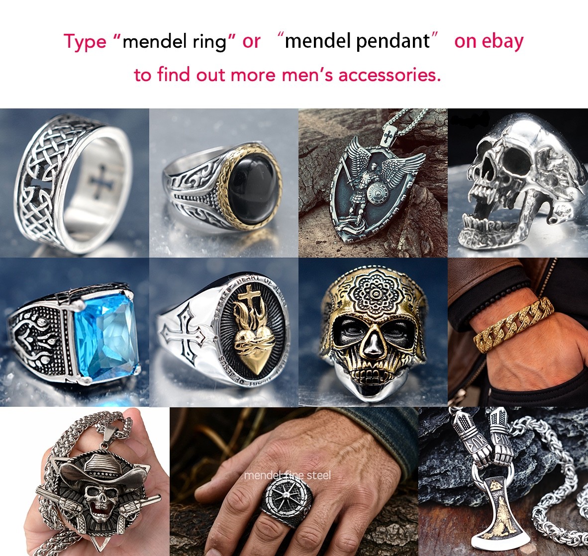 MENDEL Mens Norse Viking Rune Vegvisir Compass Pendant Necklace Stainless Steel