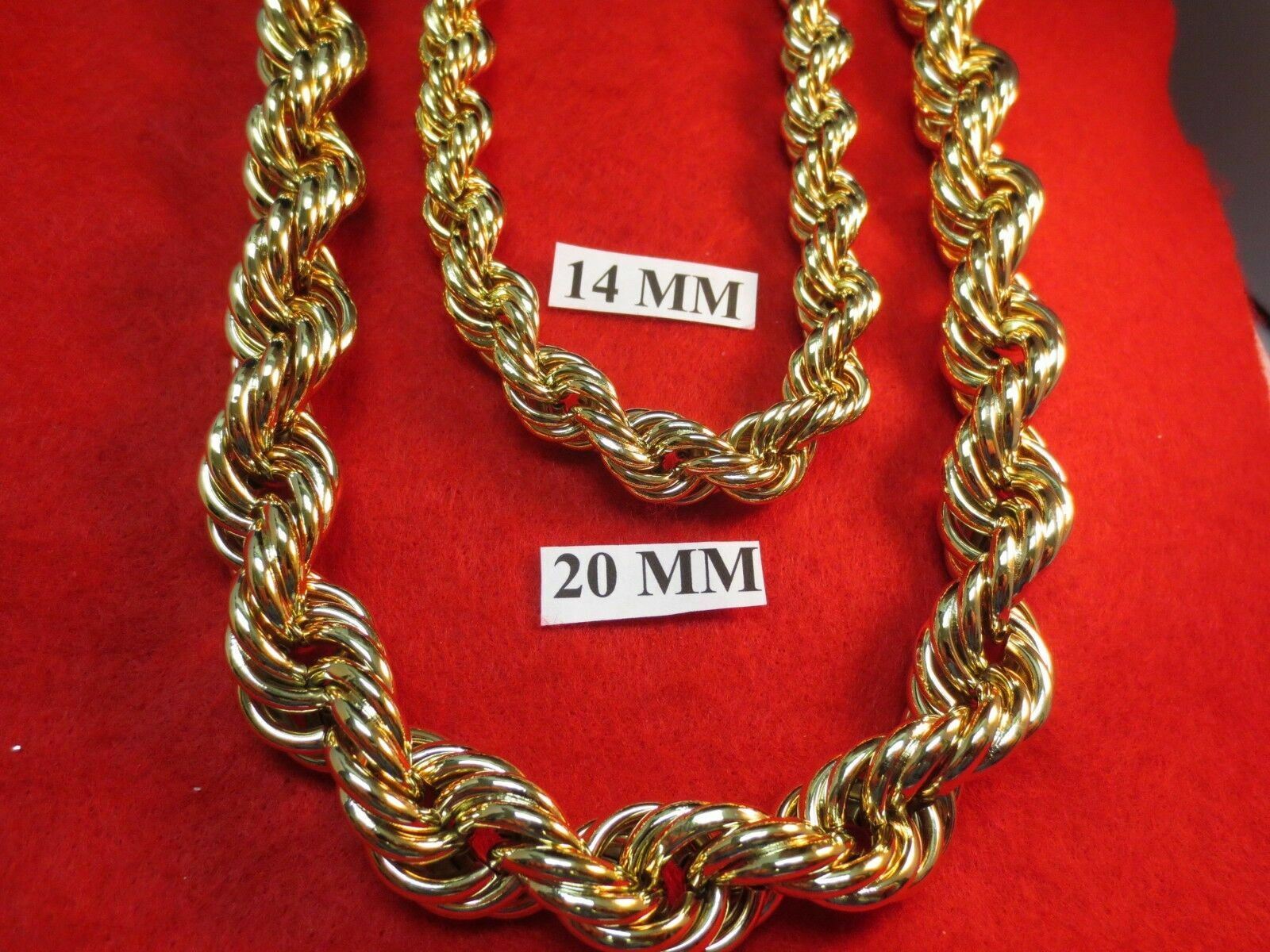 24″-30″ BLING 16MM & 20MM 14KT GOLD PLATED RUN DMC BLING ROPE CHAIN NECKLACE