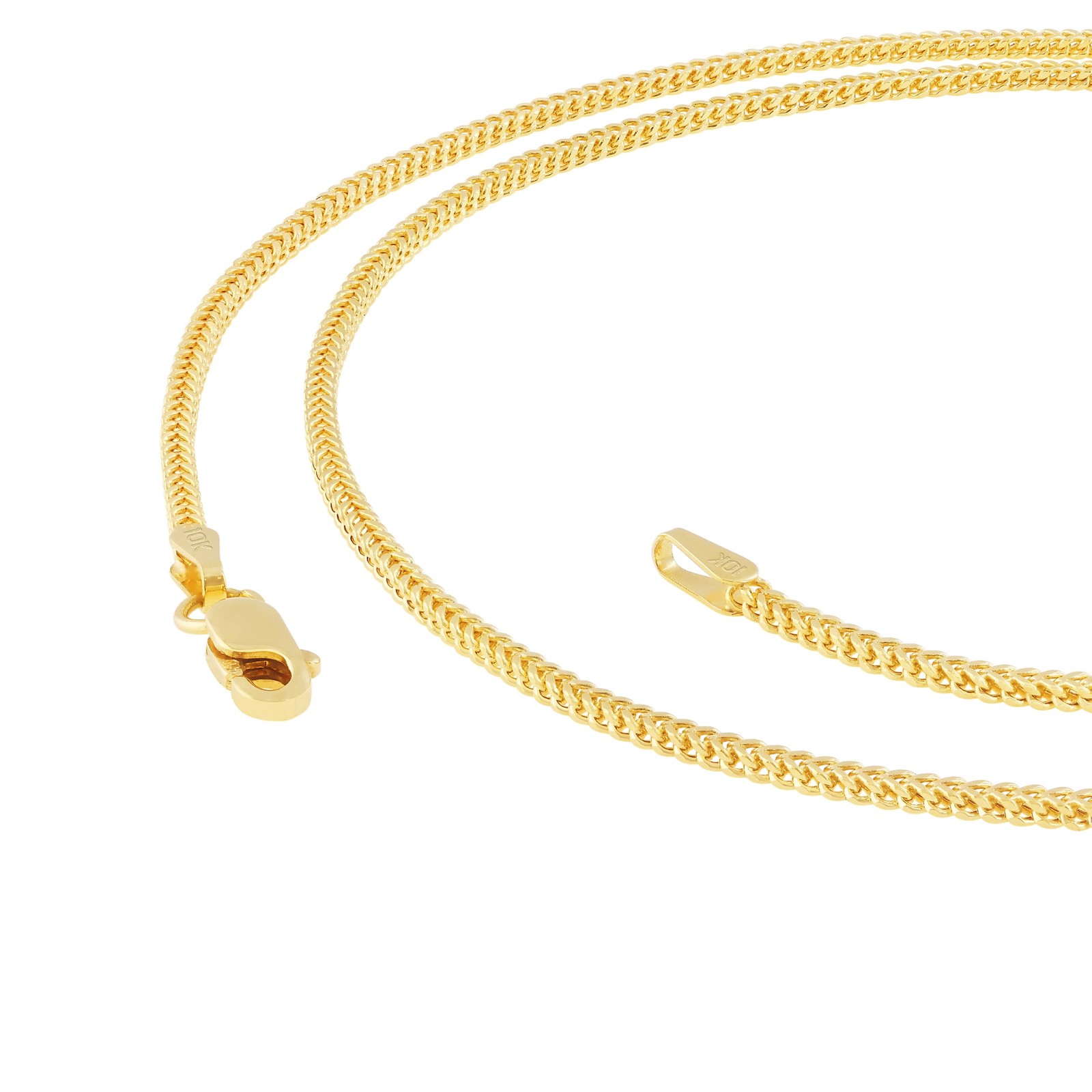 10K Yellow Gold 1.5mm-6mm Franco Square Box Chain Necklace Mens Womens 16″- 30″