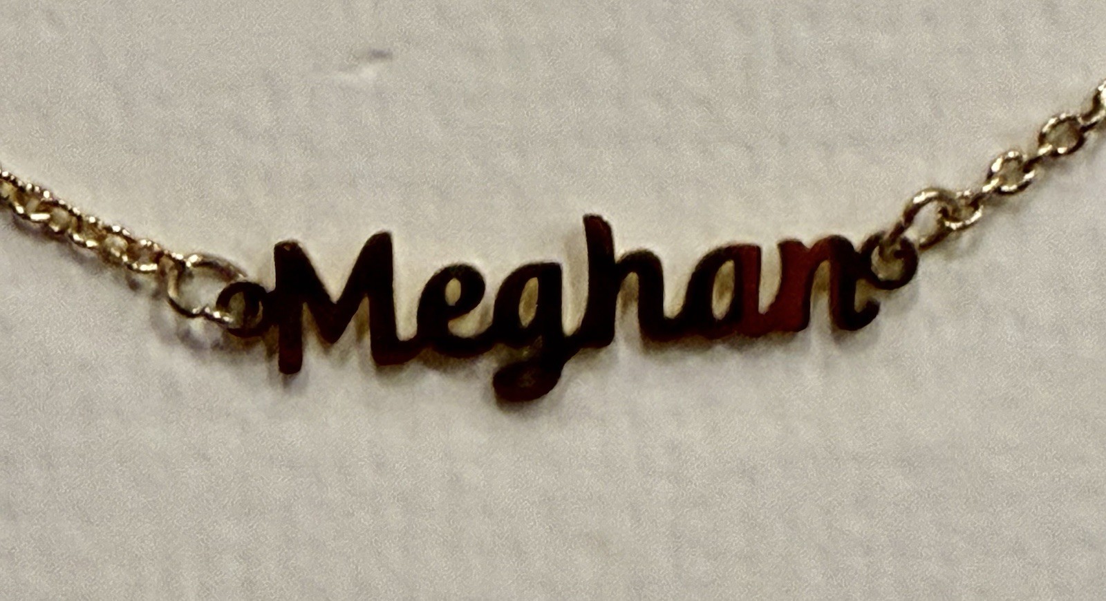 MEGHAN LUMIELA NAME NECKLACE MARINA DE BUCHI ADJUSTABLE LENGTH NICKEL FREE