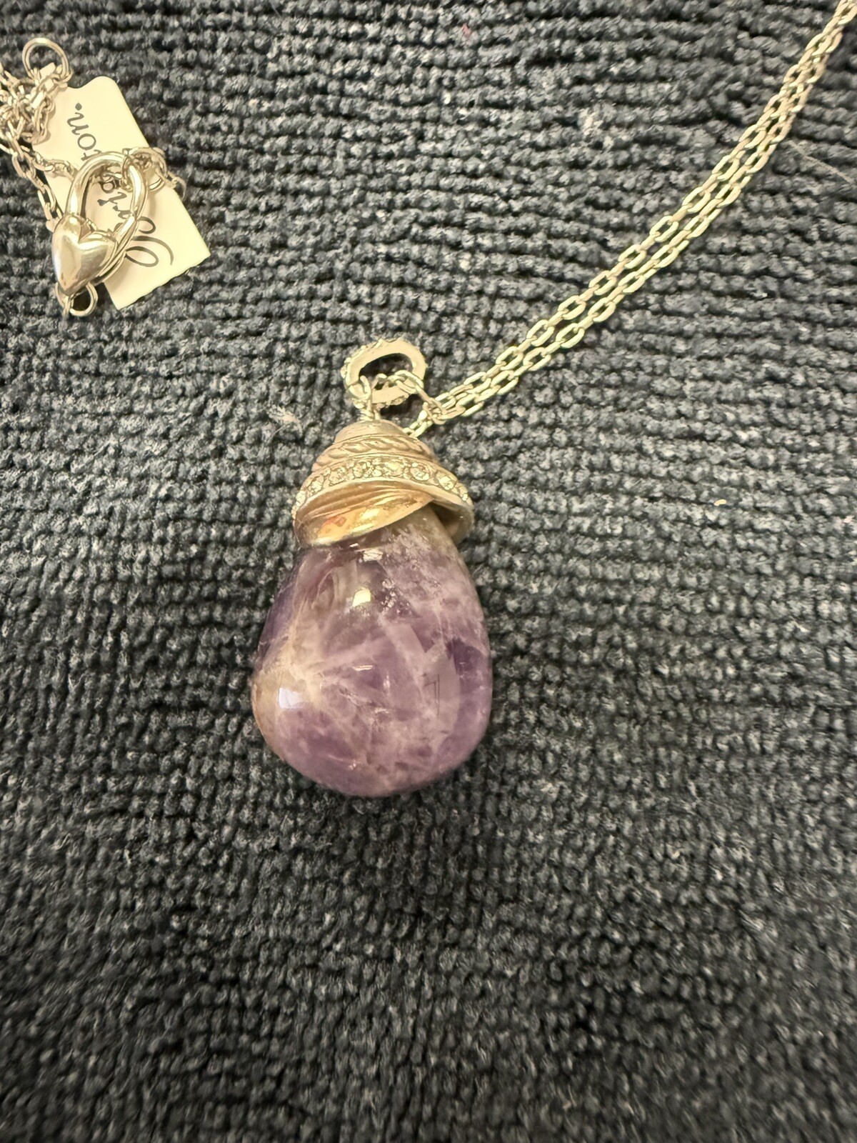 Brighton Silver Plate NEPTUNE’S RINGS AMETHYST Stone Long Necklace JL796D $88