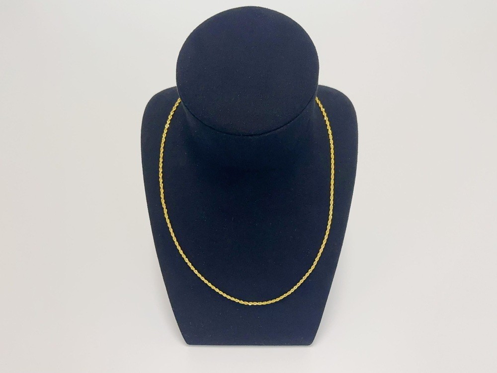 18K Yellow Gold Solid 2.5mm Rope Chain Diamond Cut Pendant Necklace 20″ Chain