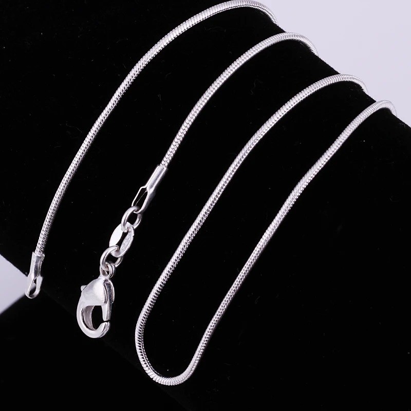 5/10pcs Wholesale 925 Sterling Solid Silver 1mm Snake Chain Necklace For Women