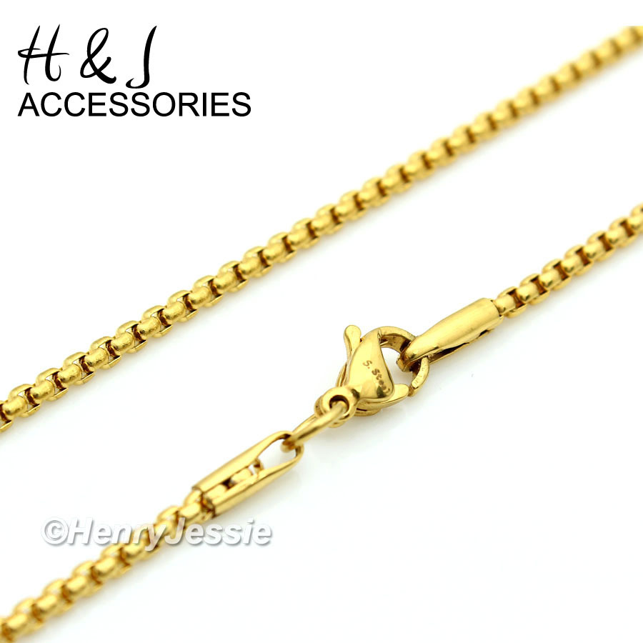 18″Stainless Steel 1.5mm Gold Plated Box Link Chain Simple Cross Pendant*P67