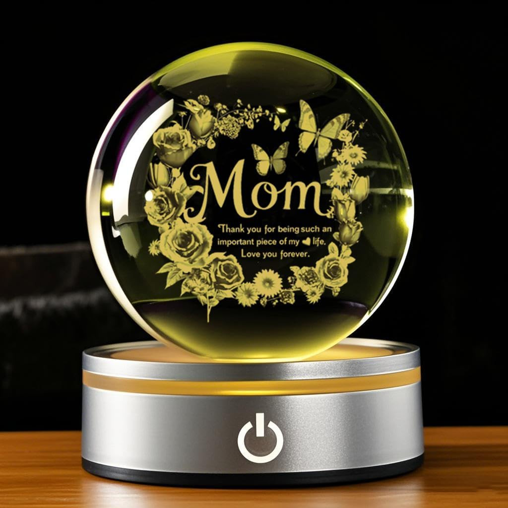 Mom 3D Crystal Ball Gifts for Mum Birthday Gift from Son, Daughter – Fun Chri…