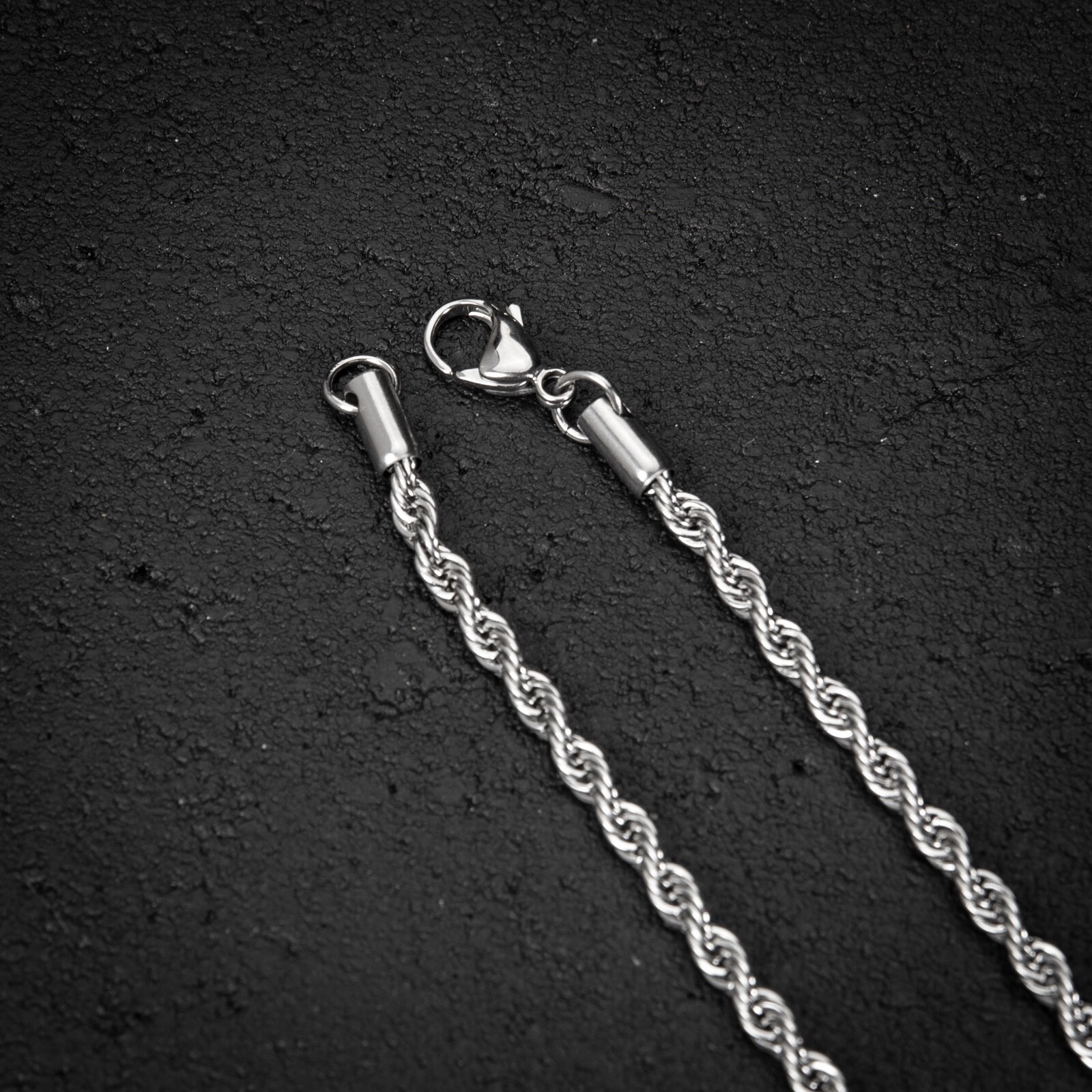 Solid White Gold Plated Heavy 316 Stainless Steel 4MM Twist Rope Chain Necklace