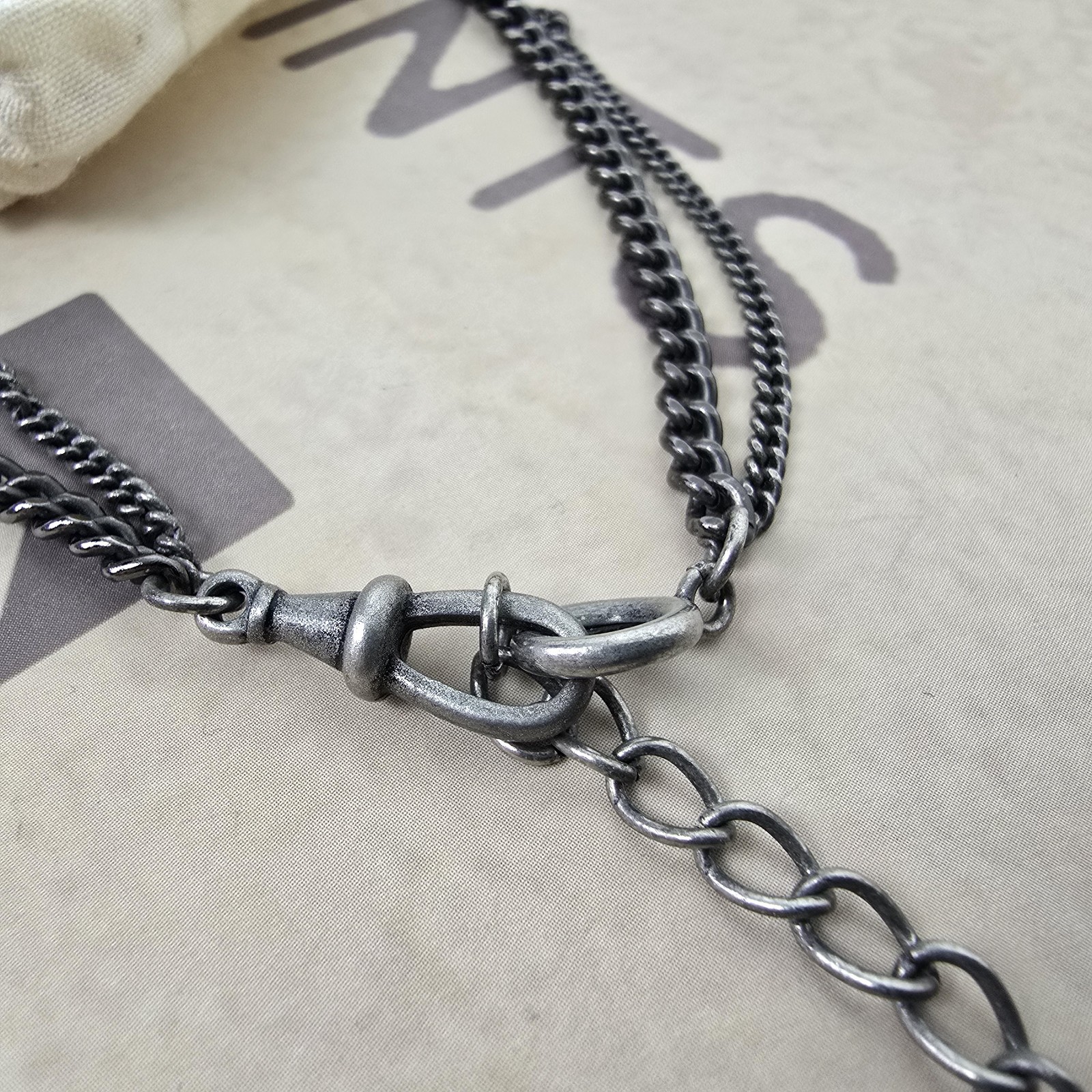 ALL SAINTS WOMENS VINTAGE DISTRESSED PADLOCK NECKLACE BLACK GREY LOCKET RARE