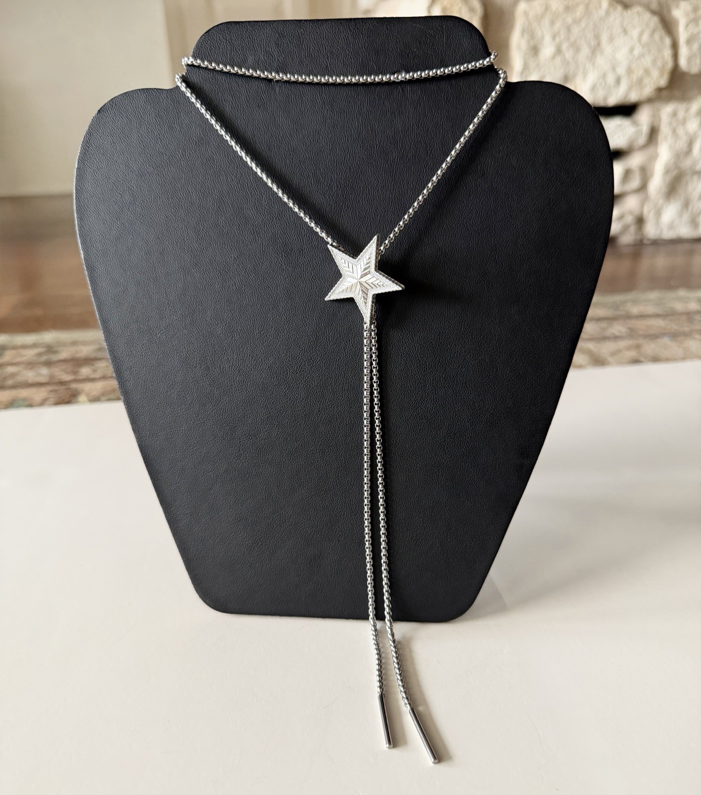 Silver Star Bolo Lariat Necklace multiple ways to wear ⭐️Choker, Bracelet, Belt