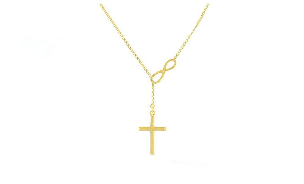 Solid 925 Sterling Silver Infinity Cross Necklace For Women Made In Italy – 18″