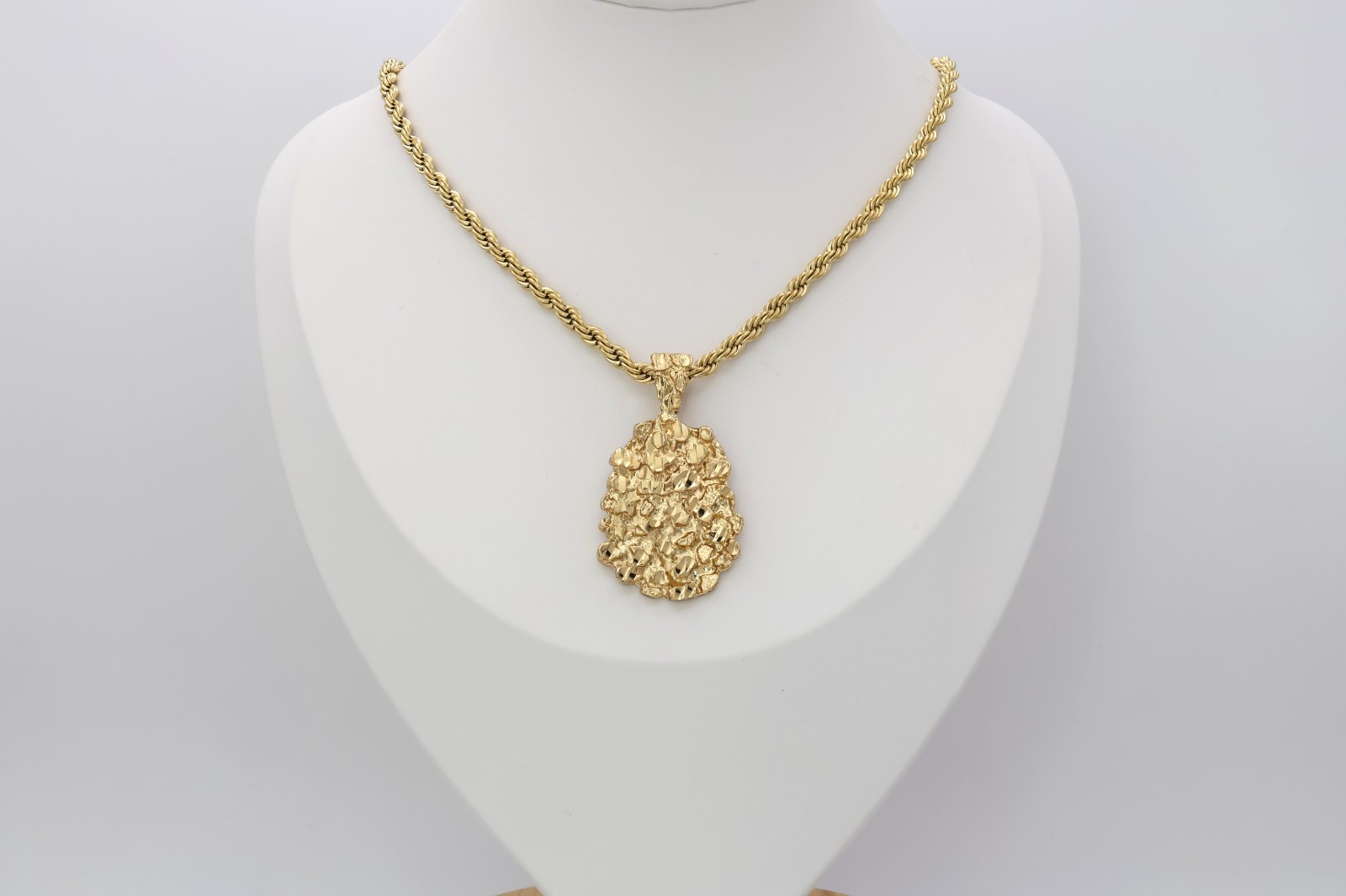 Gold Nugget Necklace, Gold Nugget Chain, 14k Heavy Plated Gold, 4mm French Rope