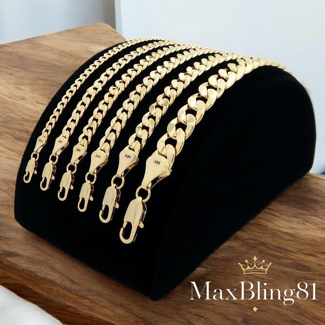AAA+ Premium Brass 14K Stamped Gold plated 4~10mm Concaved Cuban Chain Necklace