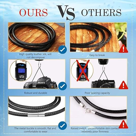 3mm Black Leather Cord Chain Necklace Stainless Steel Clasp 18-28″
