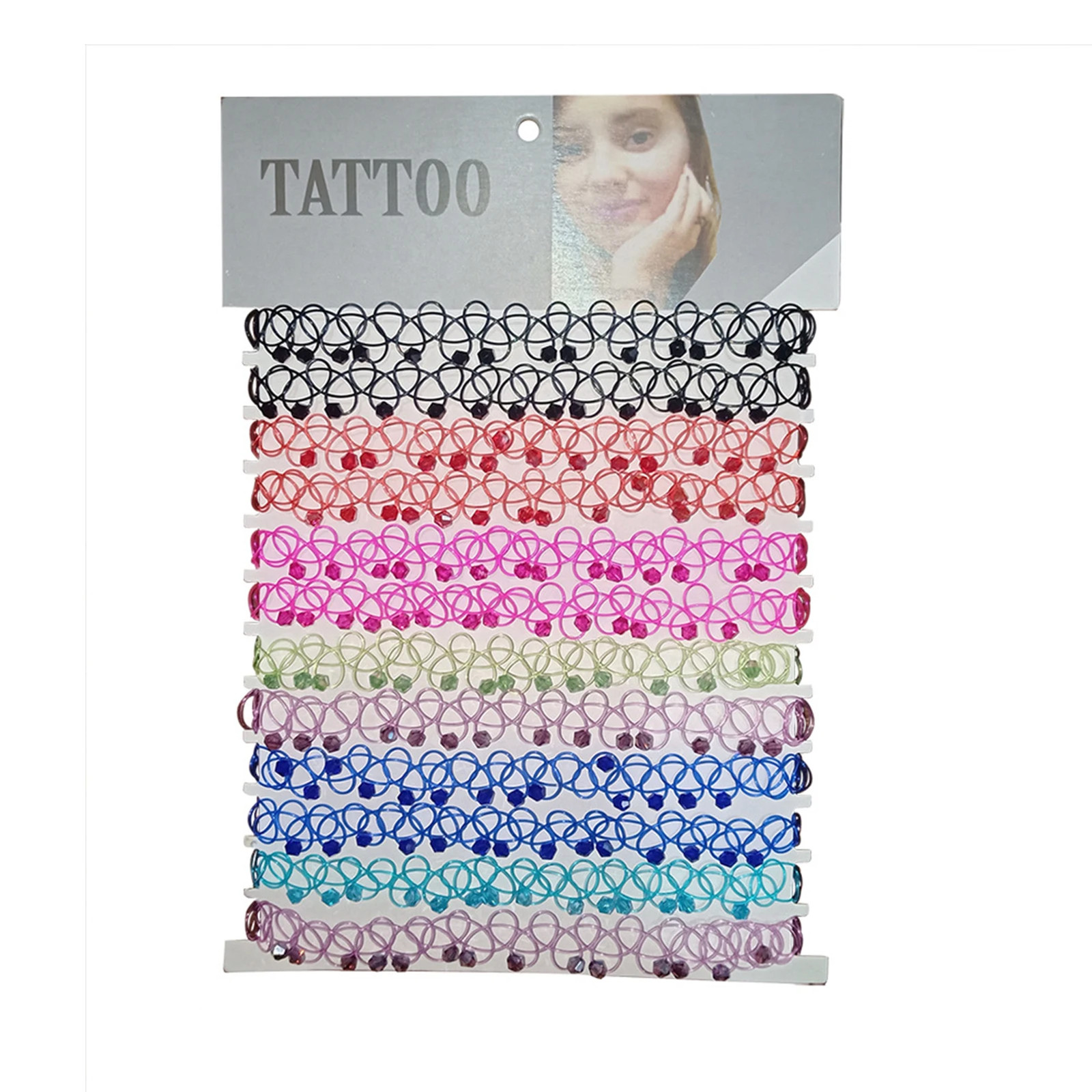12pcs Hot Sale Vintage Chokers Necklaces For Women Stretch Tattoo Necklaces