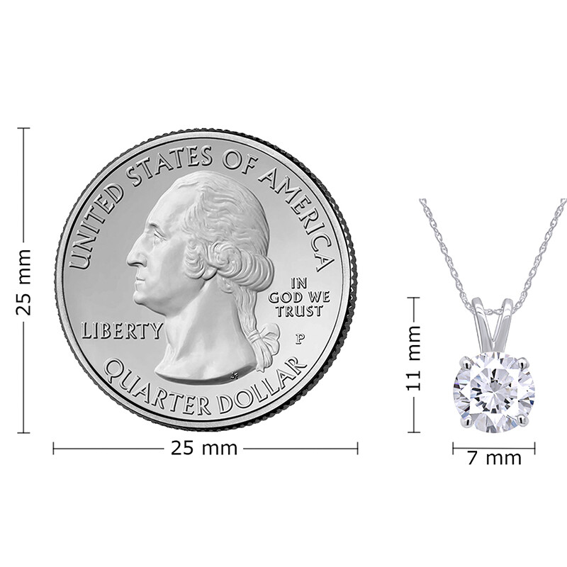 1 Ct Simulated Diamond Solitaire Pendant Necklace 14k White Gold Plated Silver
