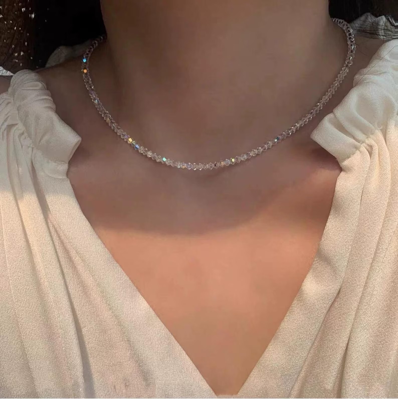 Natural Crystal Angel Aura Stunning Healing Women Crystal Choker Necklace Gift