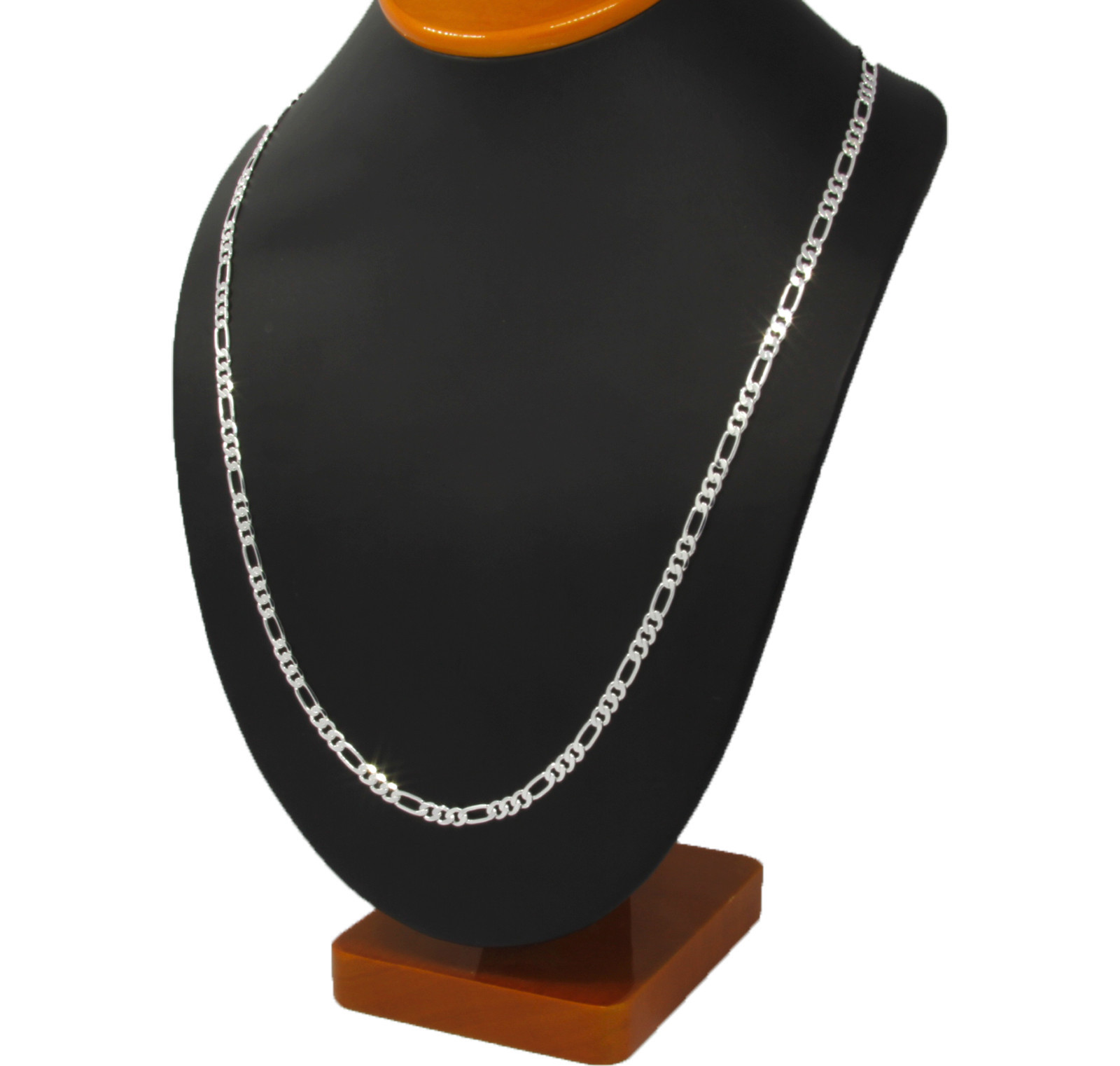Men Silver Plated 3mm To 12mm Figaro Link Necklace Chain 24 Or 30 Inch