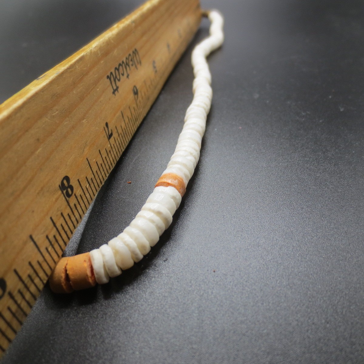 Vtg 1970s Authentic Puka Shell & Unknown Coral Bead Necklace Hawaii Surfer 17″