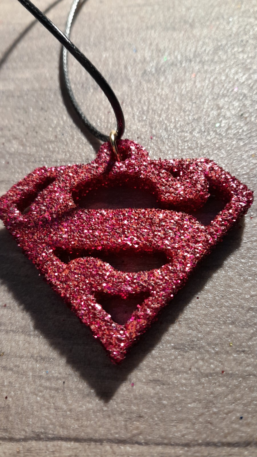 SUPERMAN necklace / pendant design size 5cm X 4.5cm approx FAST UK DELIVERY