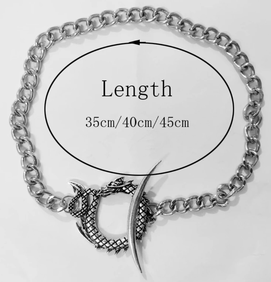 Dragon and Crescent Moon Toggle Alloy Choker 40 cm length (15.7 in)