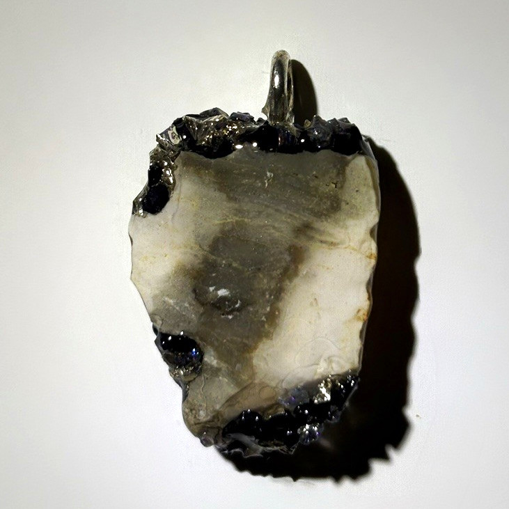 CASTILLE Natural Rough Stone Asymmetrical Pendant w/ Silver Tone