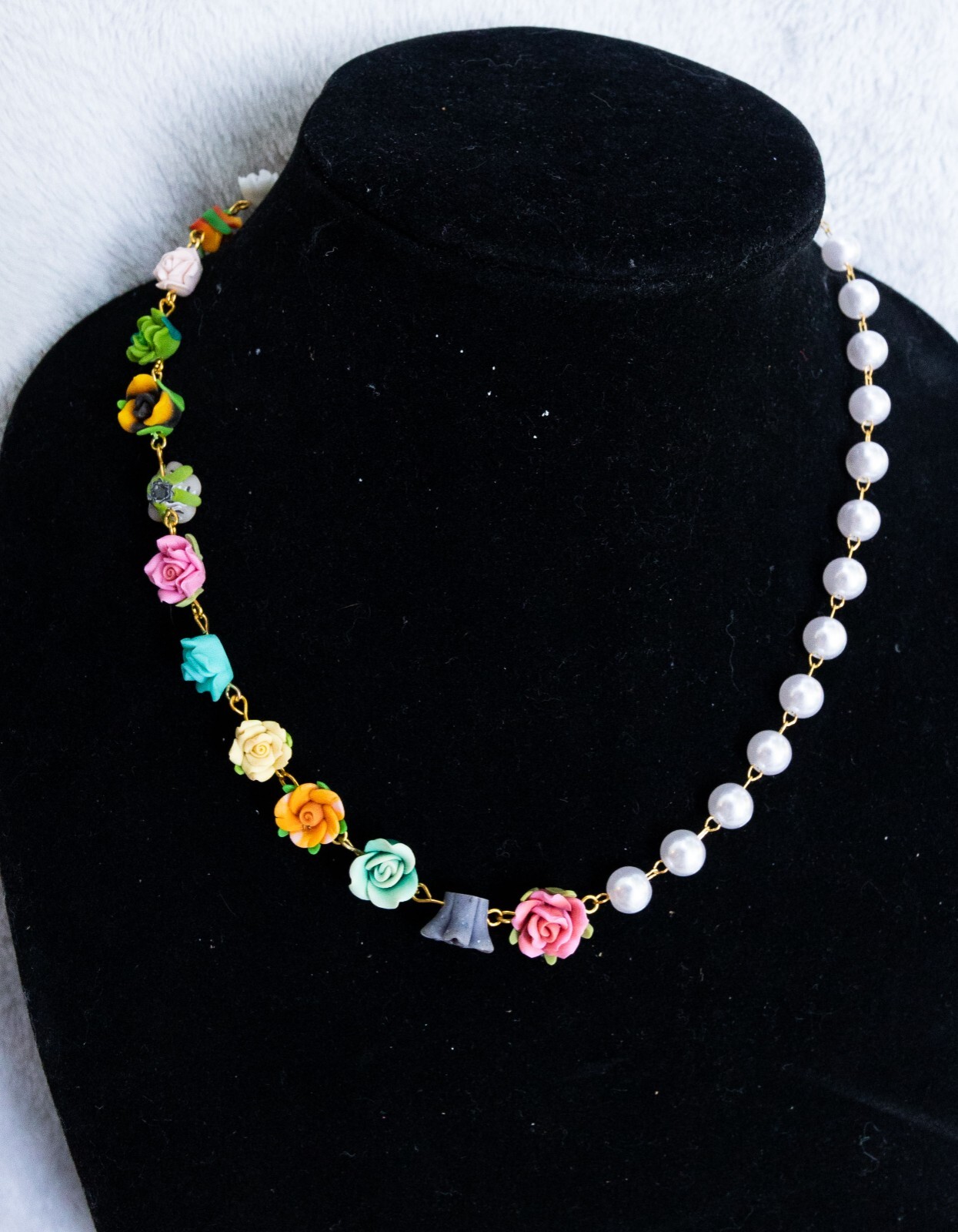 Polymer Camellia Flower Necklace