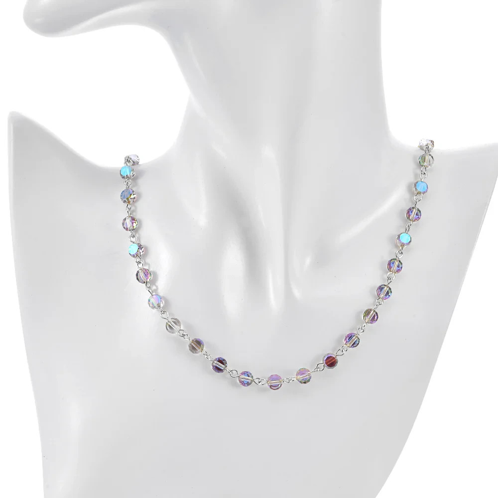 Kirks Folly Fantasia Petite Beaded Link Necklace Silvertone/Mystic Violet #99