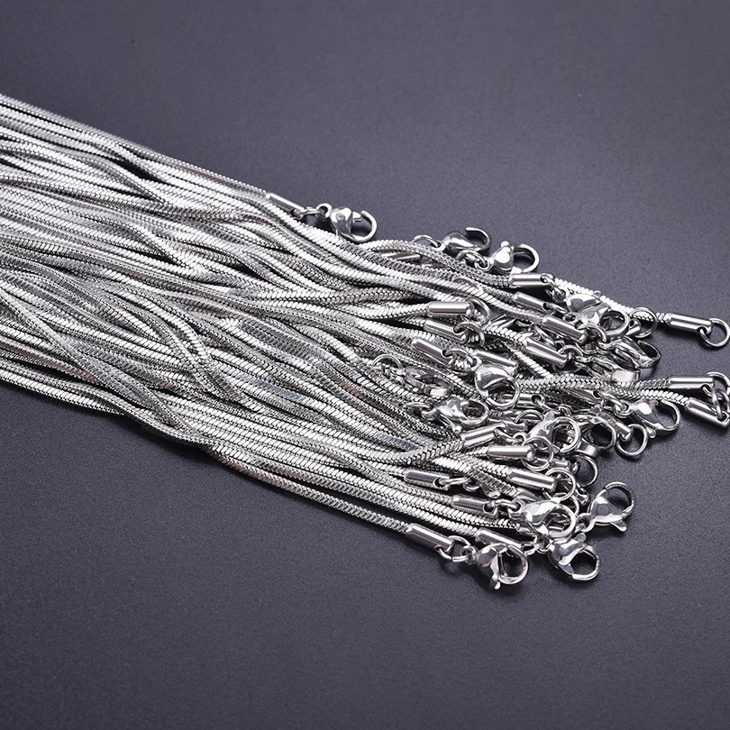Wholesale 5Pcs & 10Pcs 925 Sterling Solid Plt 1mm Long Snake Chain Necklace