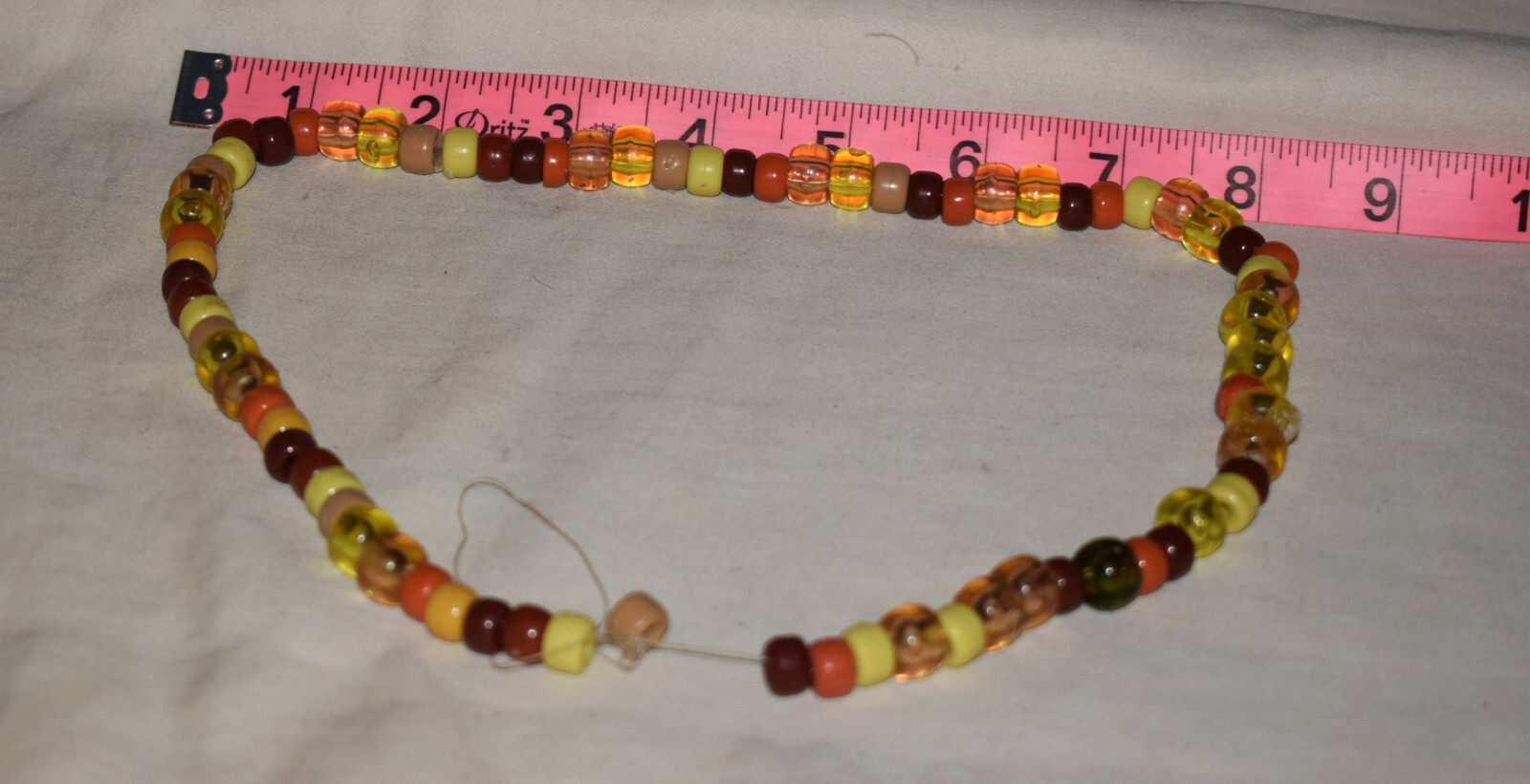 Handmade Beaded Necklace Multicolor Wood Bead Costume Jewelry ~ 10 in.