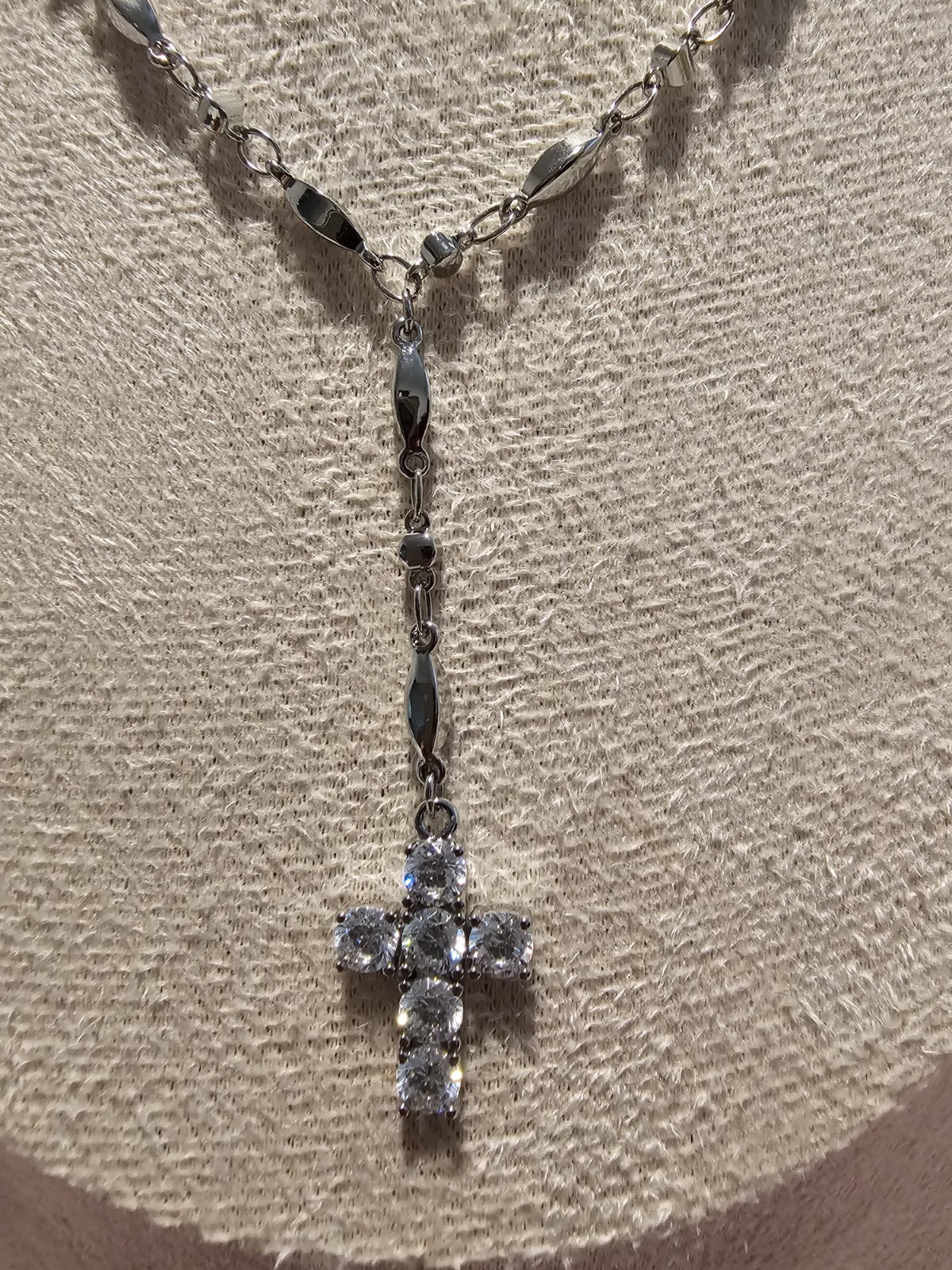 Park Lane Eden Silver Y Pave Cross Pendant Necklace Retail Value $76