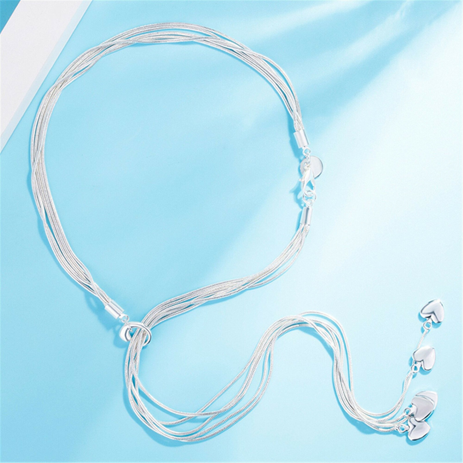 Multi Strand Necklace With Hearts Sterling Silver NEW LOWEST PRICE