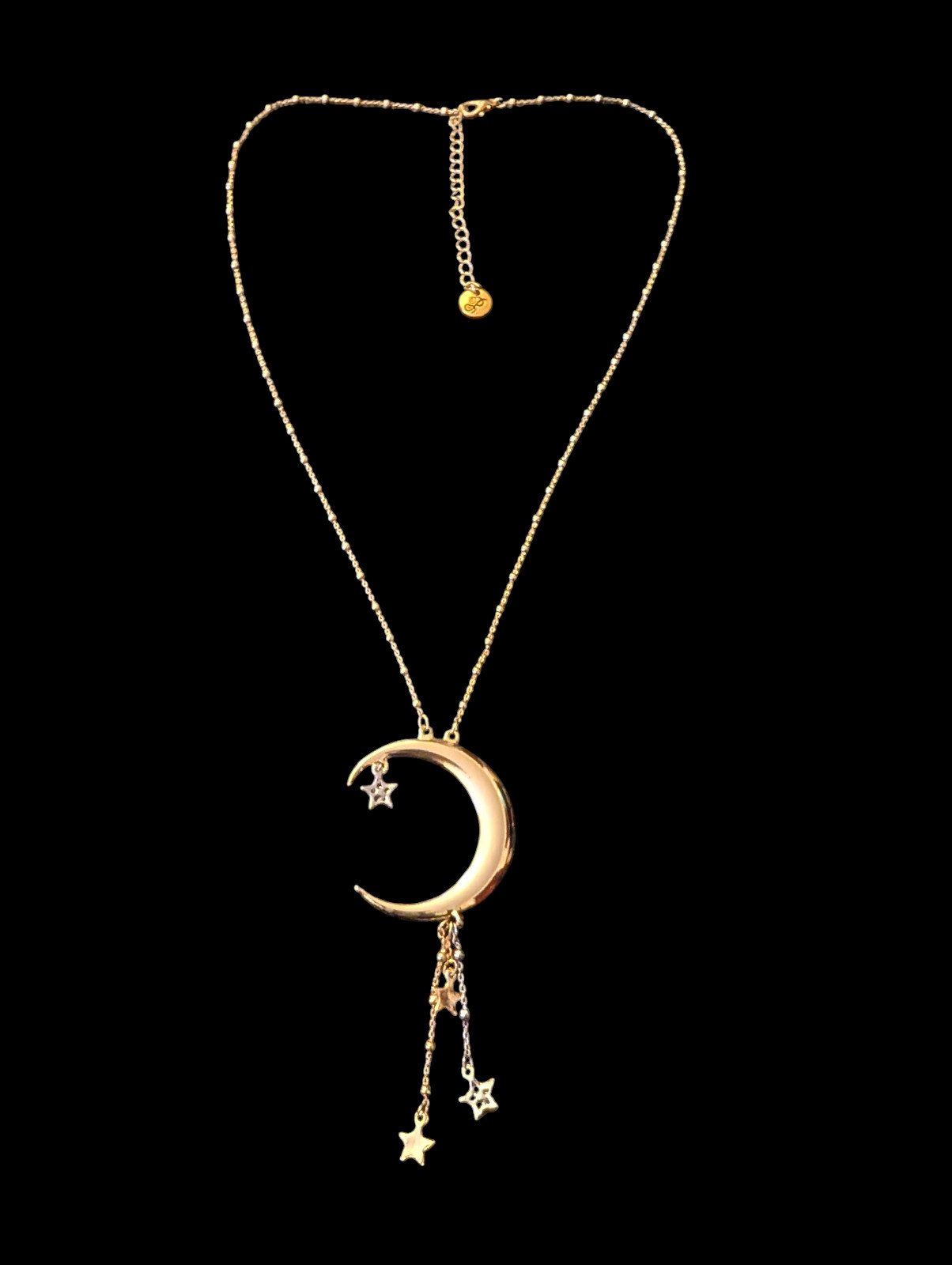 Plunder Two Tone Crescent Moon And Starts 3.75″ Pendant 26″ Chain Necklace
