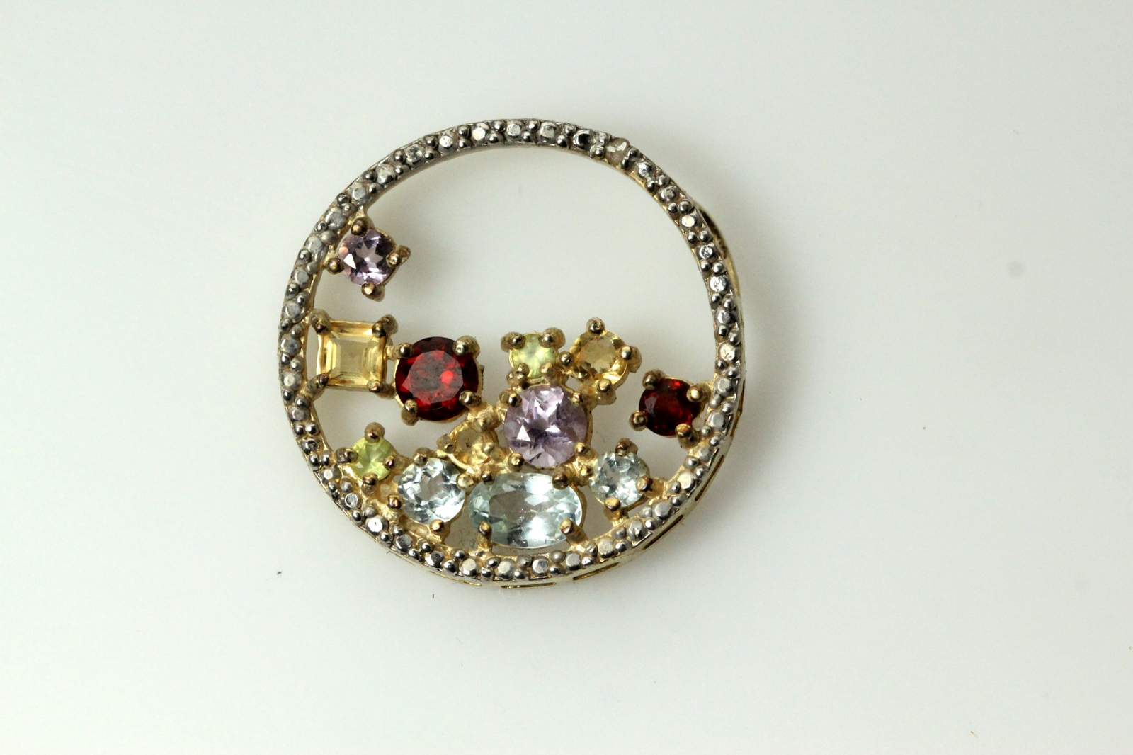 Multi Colored CZ Stone Round Costume Pendant 3.2 Grams (PEN5892)