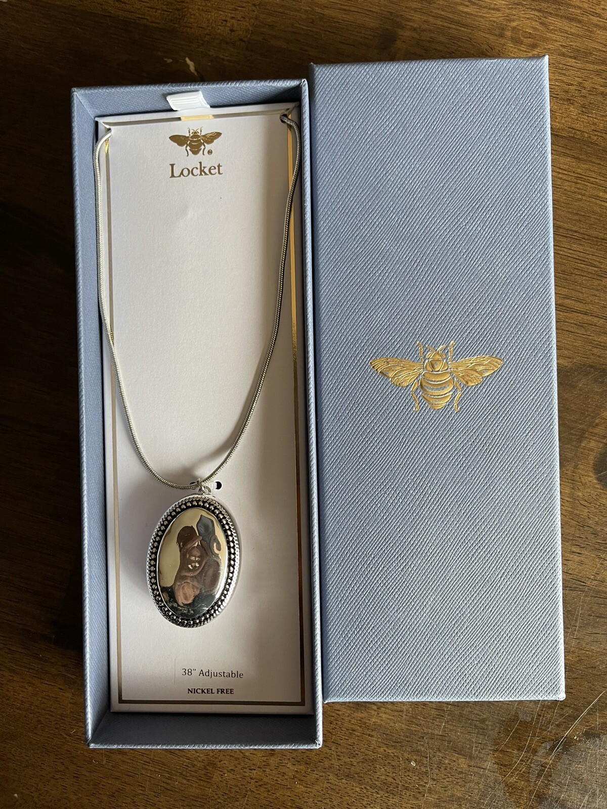 Oval Locket Necklace – 38” Adjustable Necklace – Nickel Free – In Box