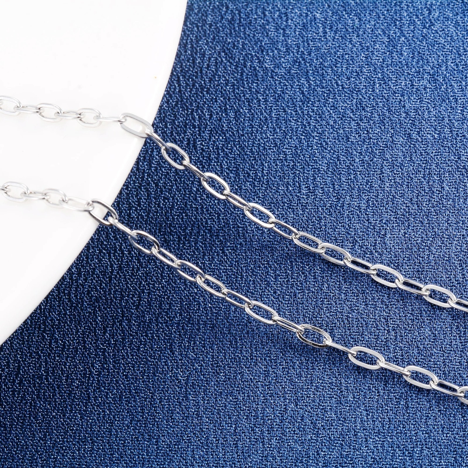 Paper clip necklace silver/gold color for women men, chains stainless steel