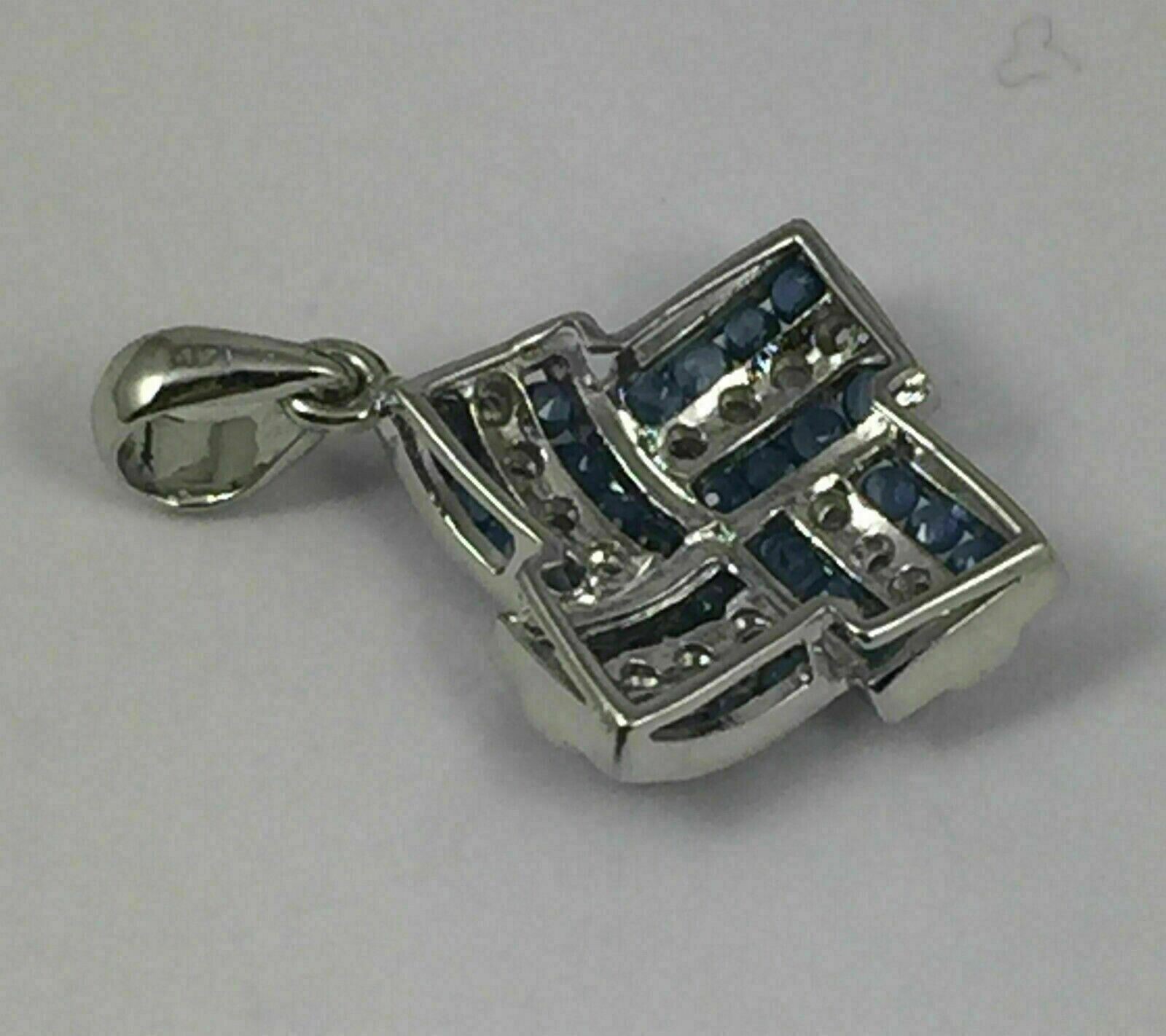 Round Cut Simulated Blue Sapphire Women’s Stunning Pendant 14K White Gold Plated
