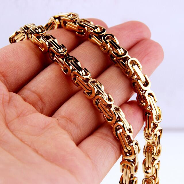 8mm Men’s Byzantine Box Chain Necklace or Bracelet 316L Stainless Steel 7-40inch