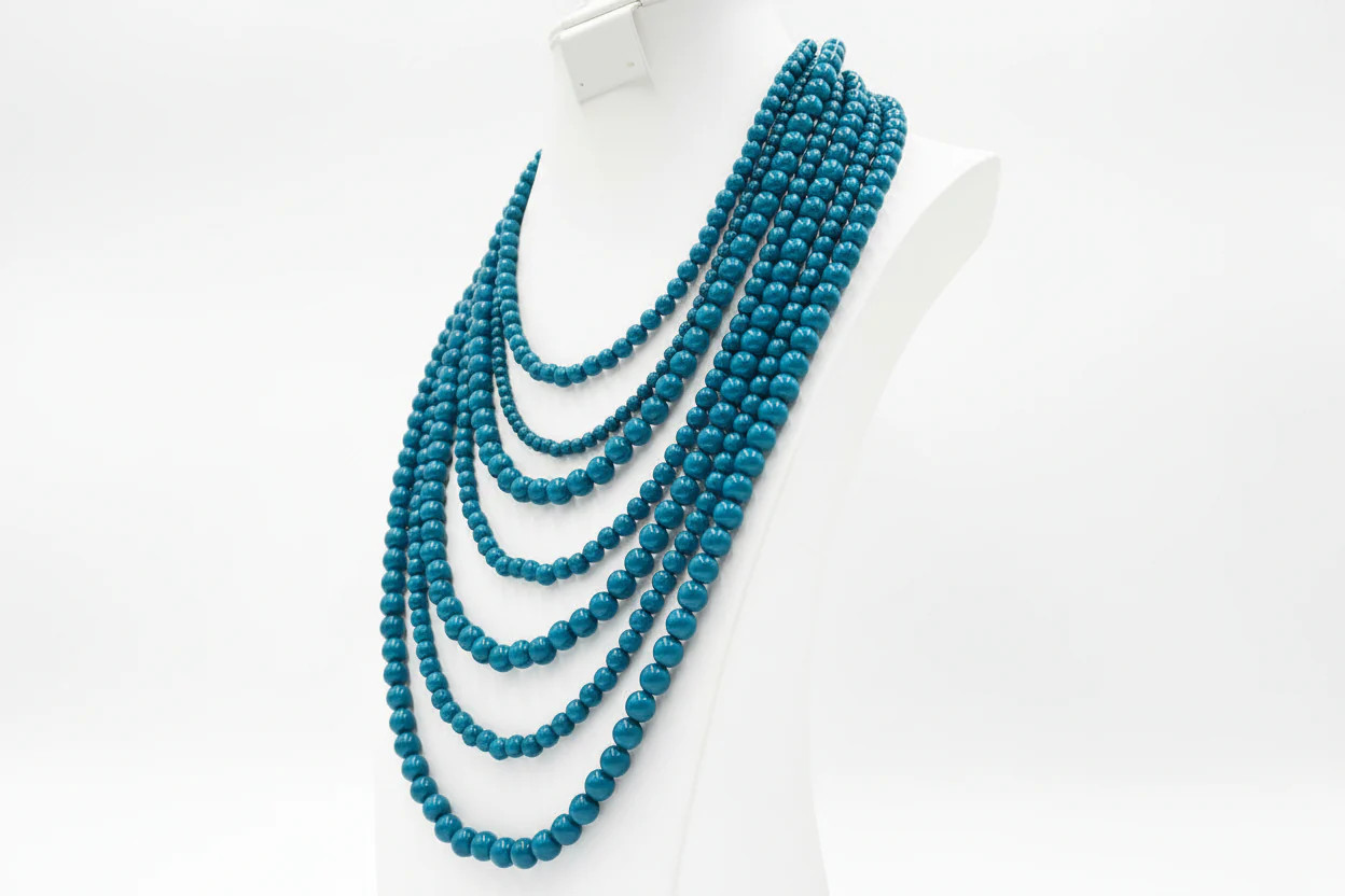 BaubleBar Bold Round Blue Beaded Multi-Strand Necklace 19″+3″ GoldTone
