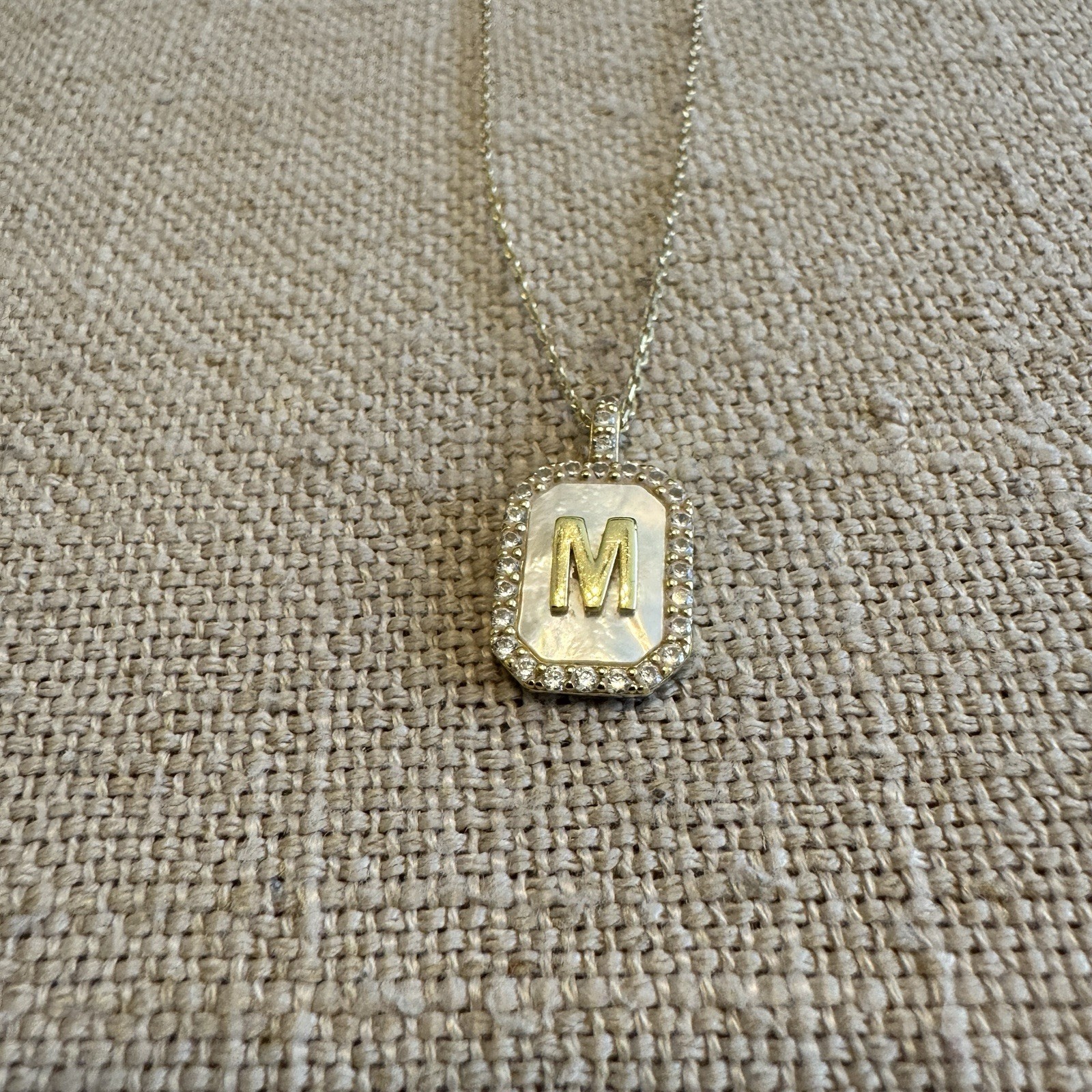 Charlortte & Lexi Letter “M” Necklace, 14K Gold Plated Sterling Silver