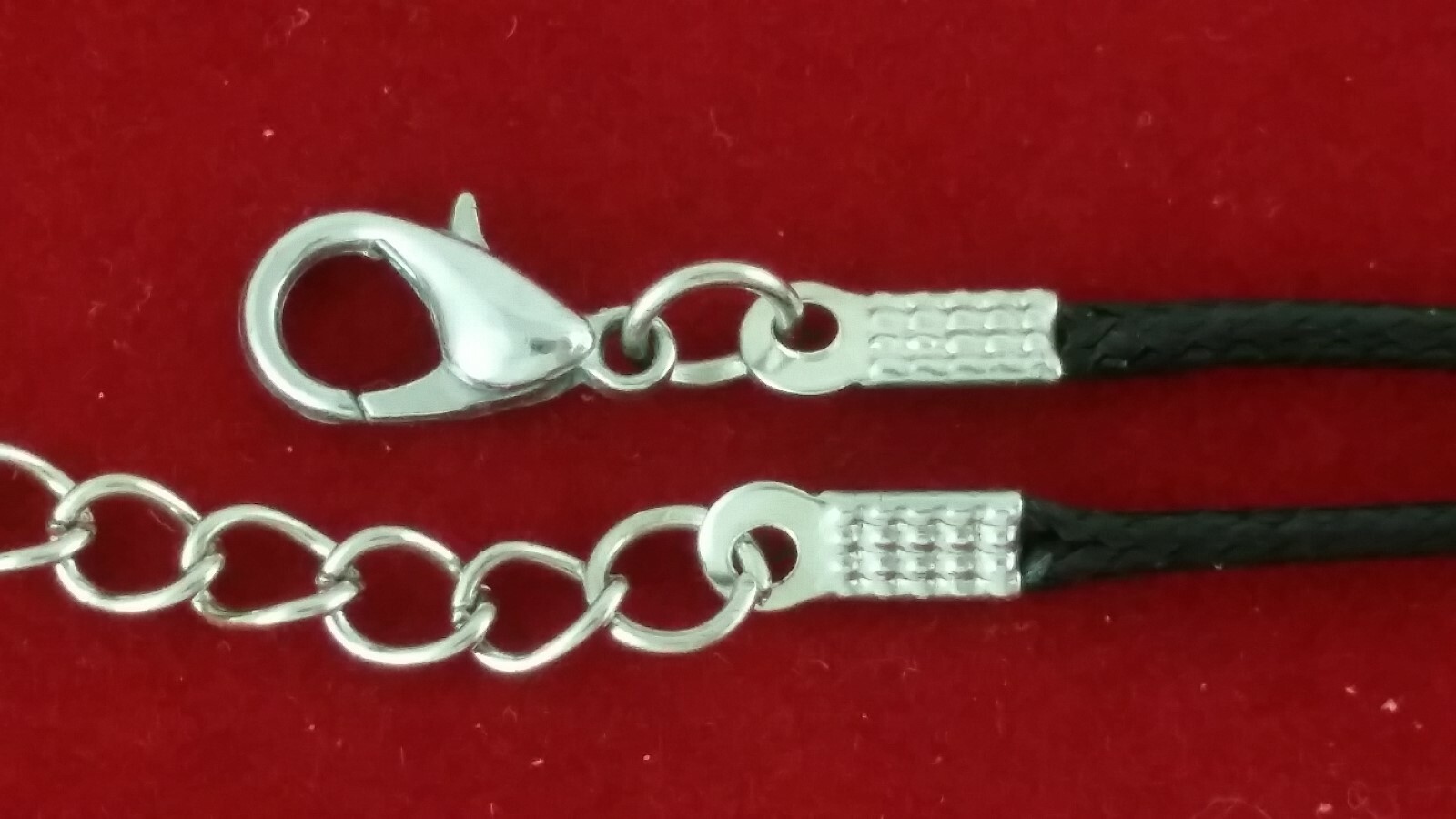Twisted Hand Braid Black Leather Rope Chain Cord String Necklace Silver 18″