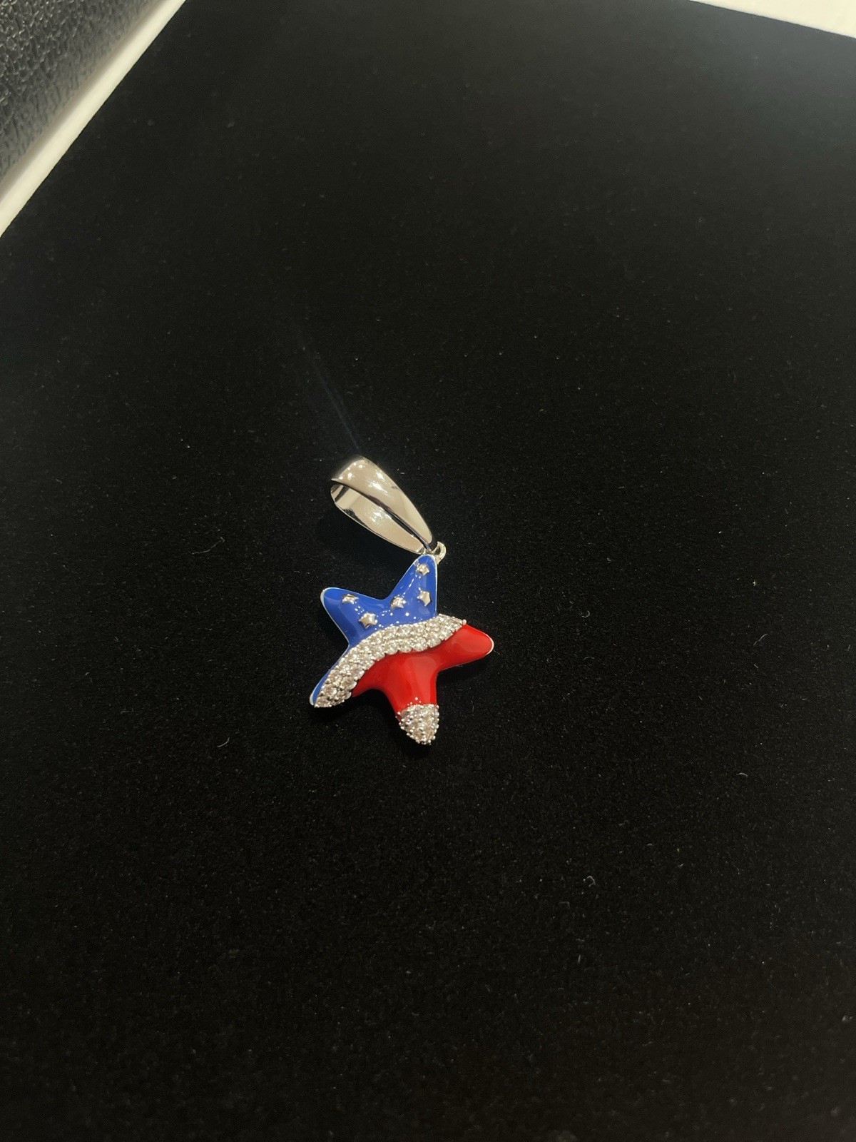 United States of American Flag Star Pendant, 4th of July, American, USA Iced