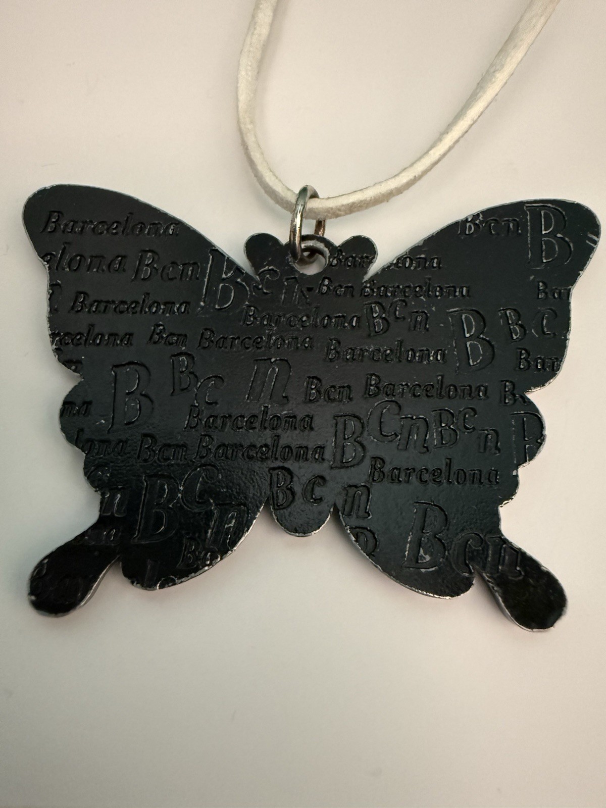 Barcelona Spain Butterfly Pendant Necklace Gaudi Mosaic Enamel Souvenir Cord