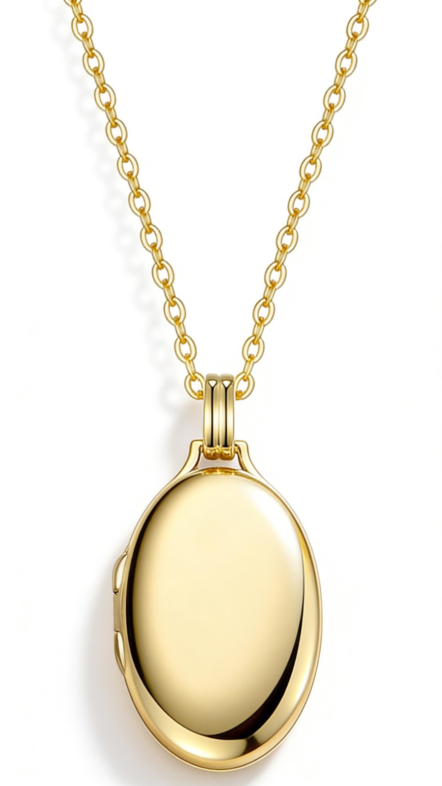 Gold Oval Locket 14K Gold-Filled Lockets that Hold Pictures Necklace for Women