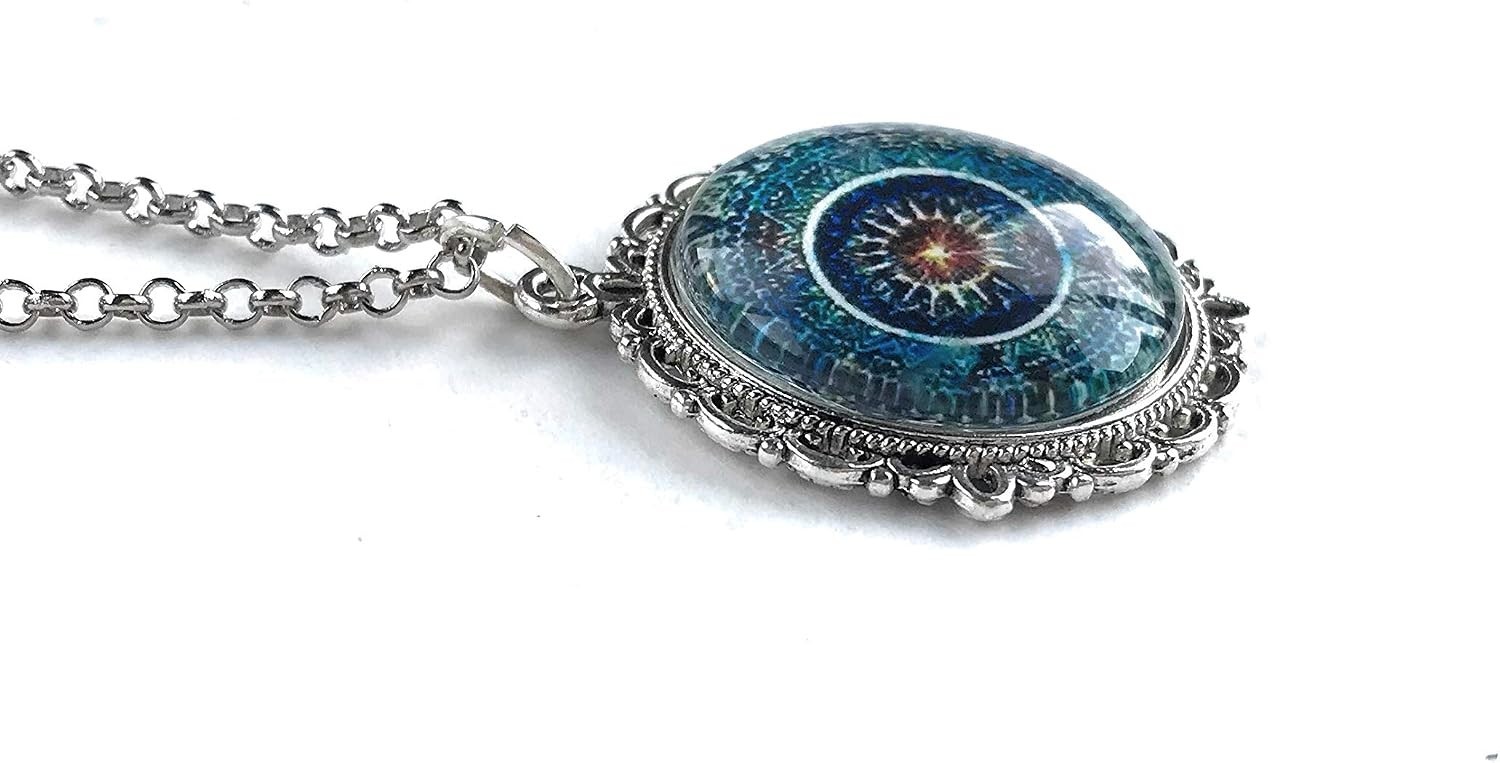 Stunning Blue Mandala Necklace – Artisan Handmade Jewelry for Special Occasions