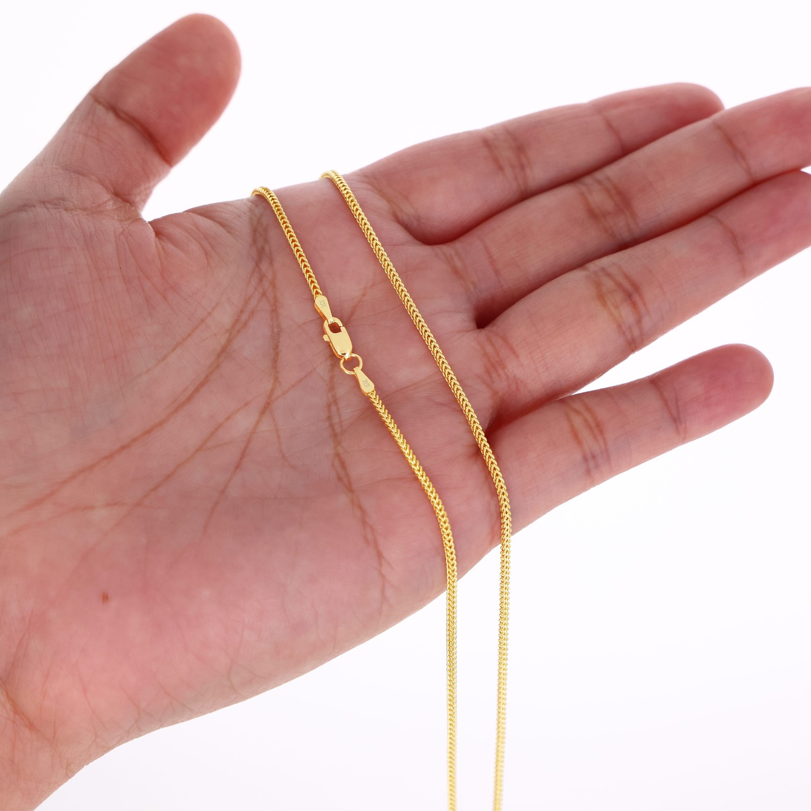10K Yellow Gold 1.5mm-6mm Franco Square Box Chain Necklace Mens Womens 16″- 30″